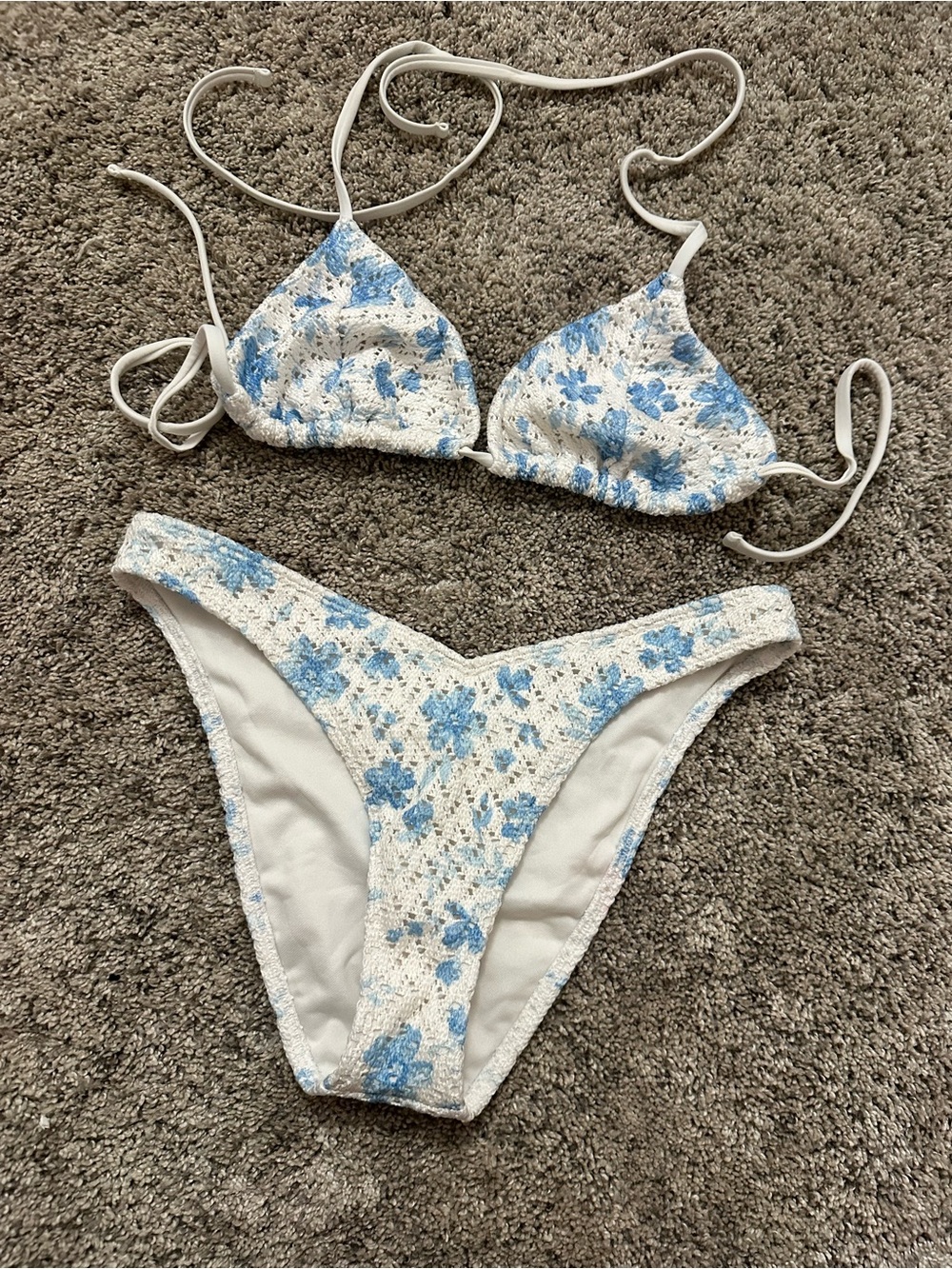 Hollister White & Blue Floral Girls Two-Piece Swim Bikini